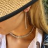 ⁦עגילי חישוק כסף משובץ - רומי⁩ – תמונה ⁦4⁩