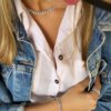⁦שרשרת כסף גורמט משובץ אבנים דגם קרן⁩ – תמונה ⁦3⁩
