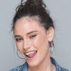 ⁦עגילי כסף חישוק משובצים דגם אמה⁩ – תמונה ⁦2⁩