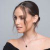 ⁦עגילי כסף צמודים עם אבנים שחורות⁩ – תמונה ⁦6⁩