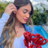 ⁦עגילי חישוק גולדפילד לב אדום קטן⁩ – תמונה ⁦3⁩