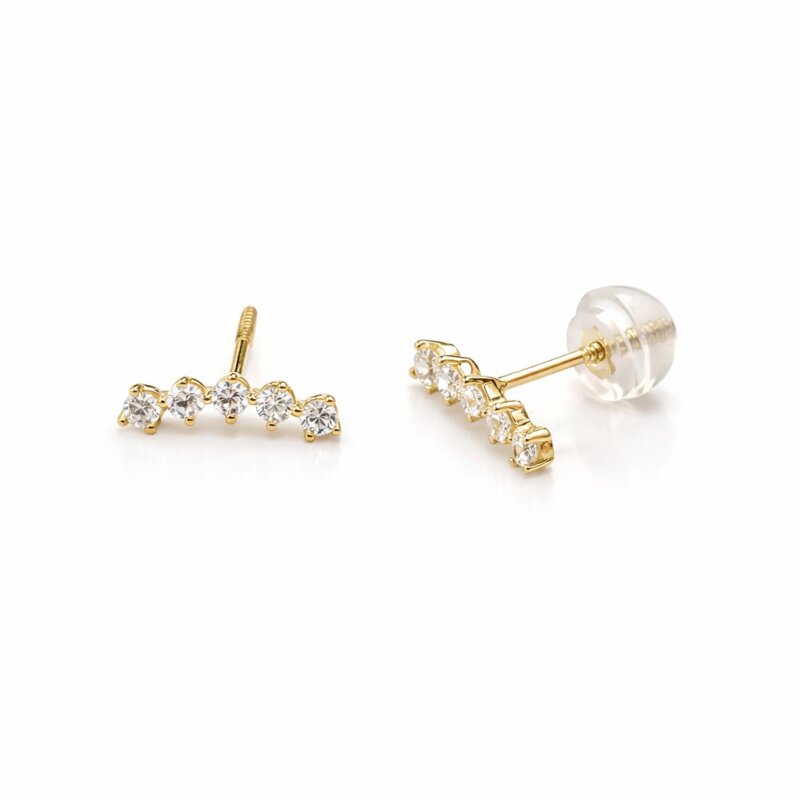 עגיל זהב 14K מטפס  5 זרקונים