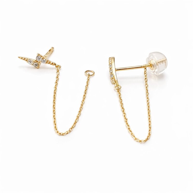 עגיל שרשרת ברק זהב 14 קארט