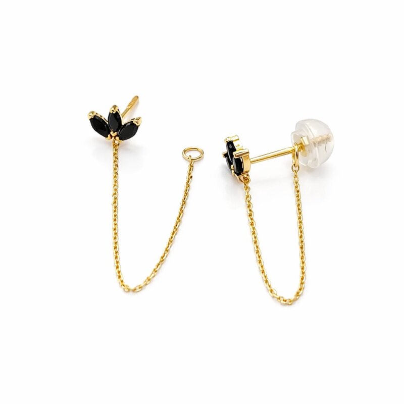 עגילי זהב לוטוס שרשרת