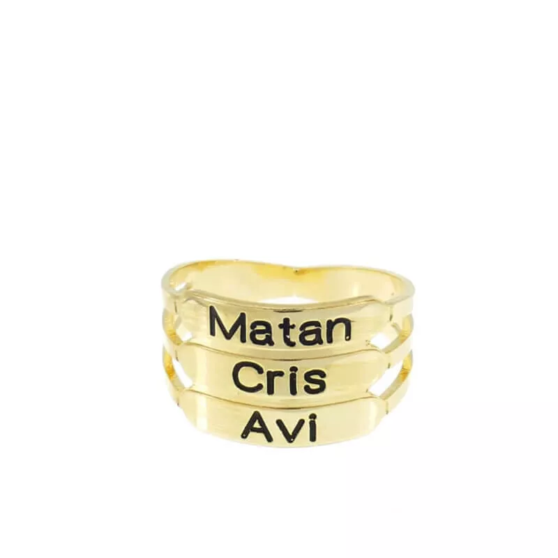 טבעת זהב בחריטה אישית  - דגם עדן