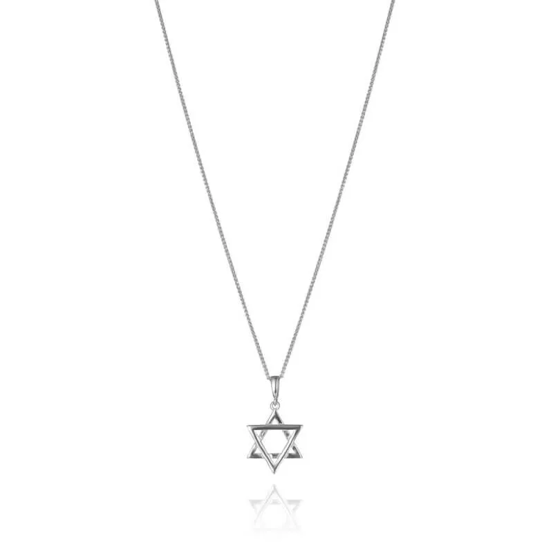 שרשרת זהב לבן עם מגן דוד 14K