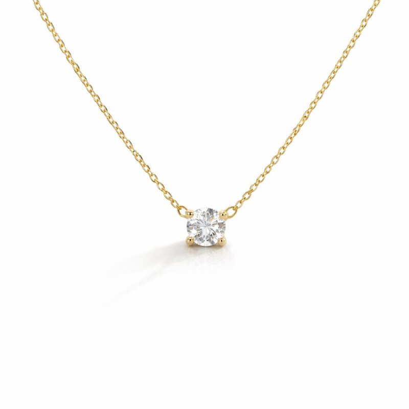 שרשרת זהב 14 קארט זרקון מרחף